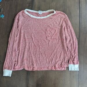 Striped Red and White Women's Pajama Top